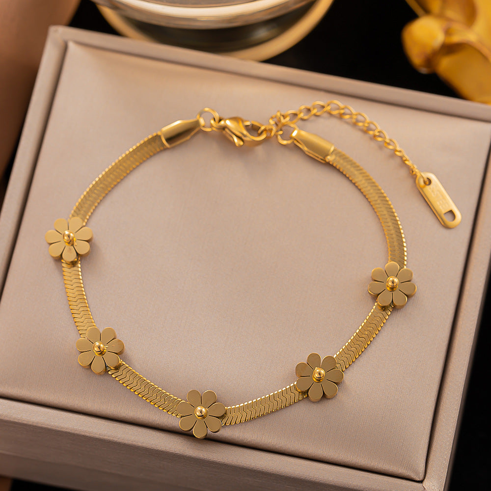 Cadena de ósea de la serpiente de la mariposa de flores al por mayor no brazalete de acero de titanio no desanimado
